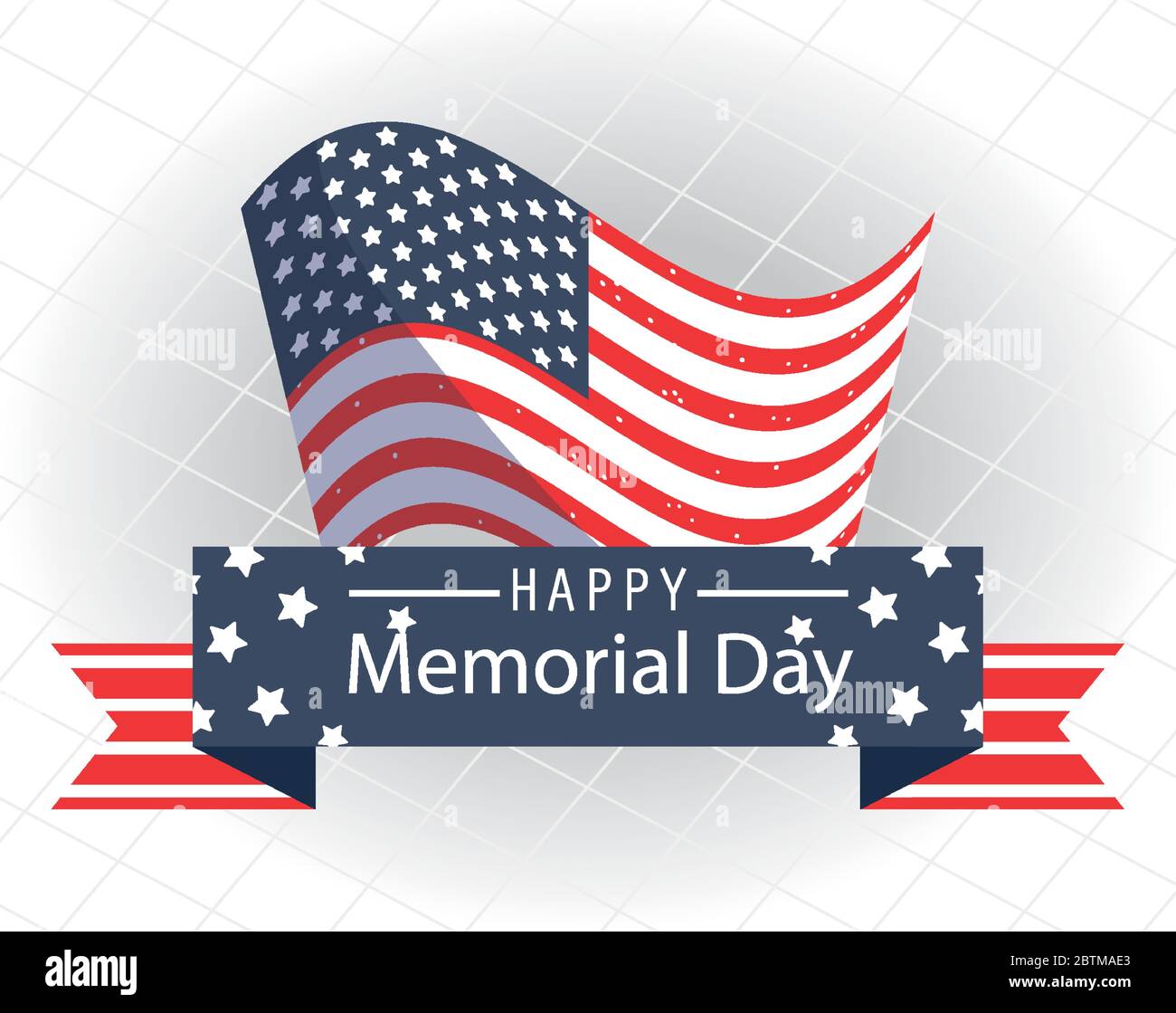 Flag with ribbon design, Happy memorial day holiday and patriotic theme ...