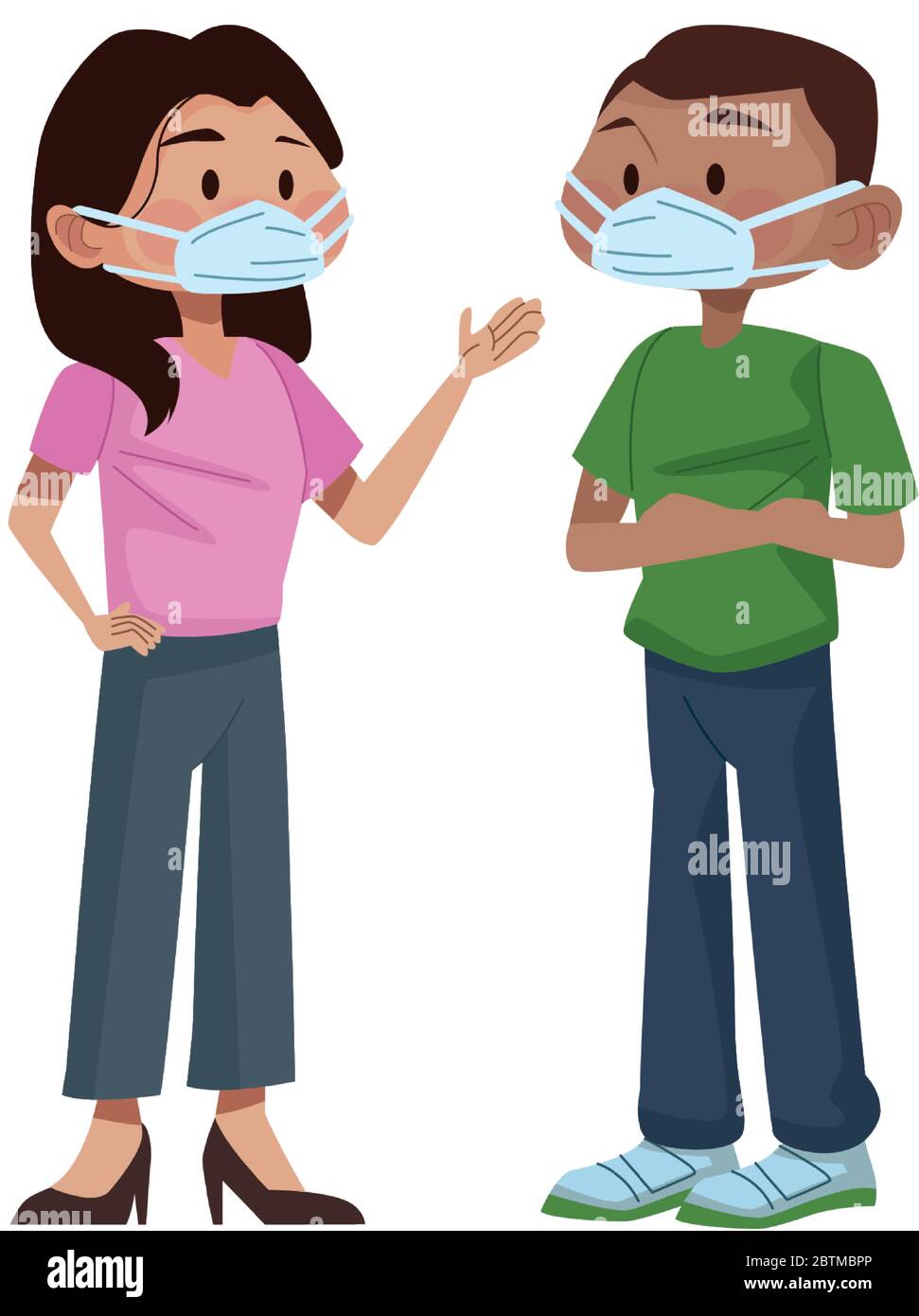 interracial couple using medical masks characters Stock Vector Image ...
