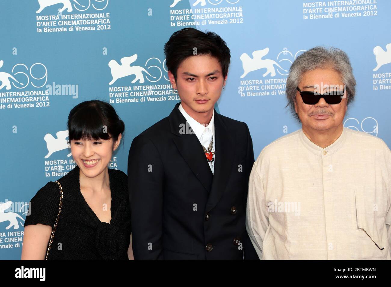 VENICE, ITALY - SEPTEMBER 04: Mayu Harada, Kengo Kora and Koji Wakamatsu attends the 'The Millennial Rapture' Photocall Stock Photo