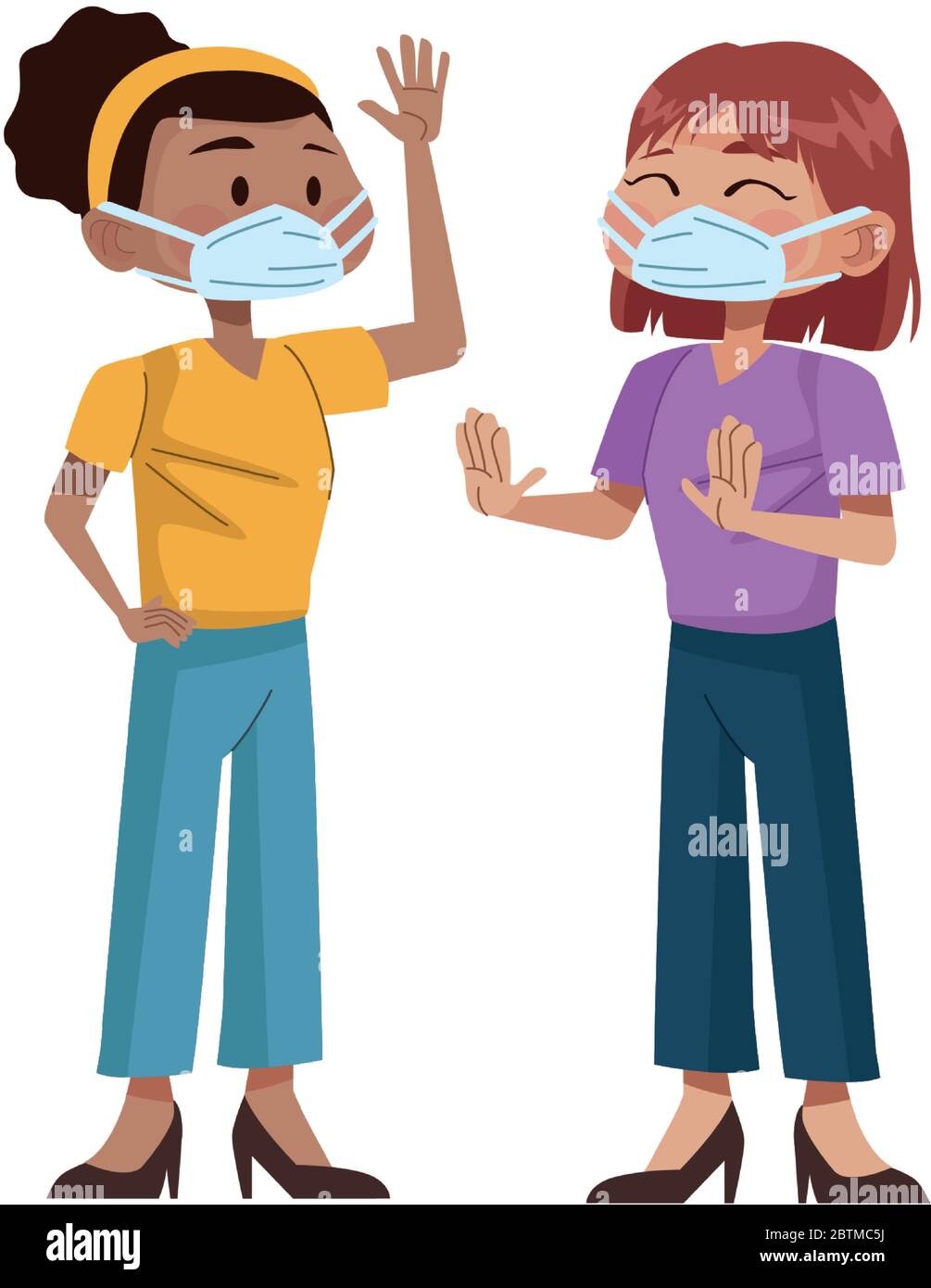 young interracial women using medical masks Stock Vector Image & Art ...