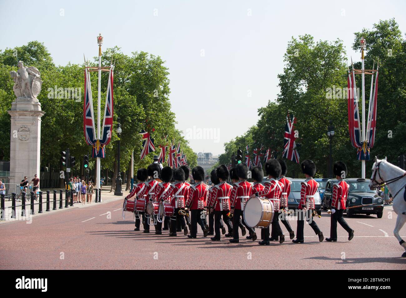 British Army Grenadier Guards Band marching on The Mall in central