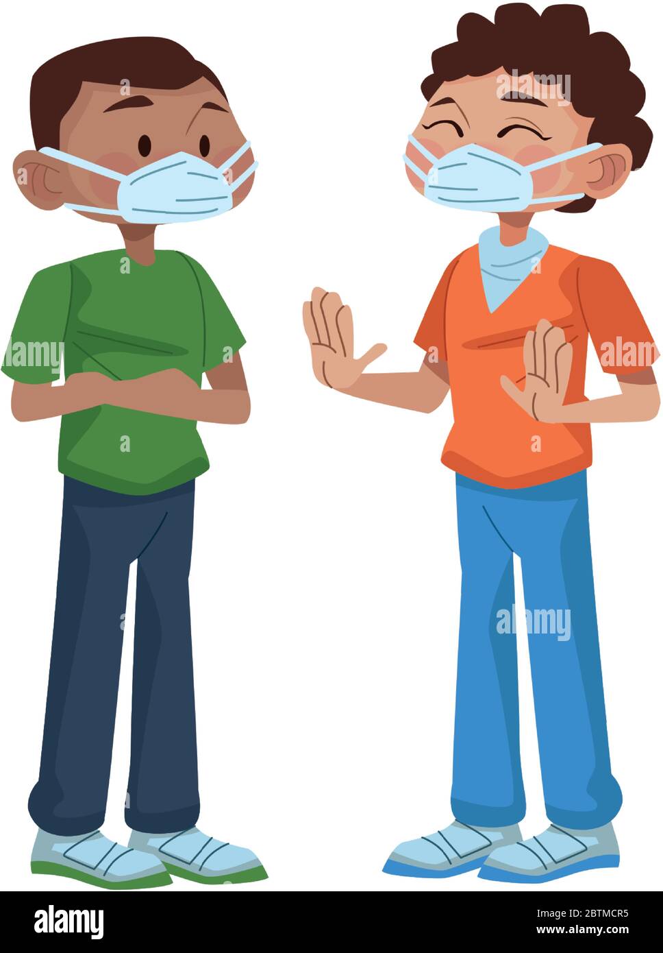 interracial young men using medical masks characters Stock Vector Image ...