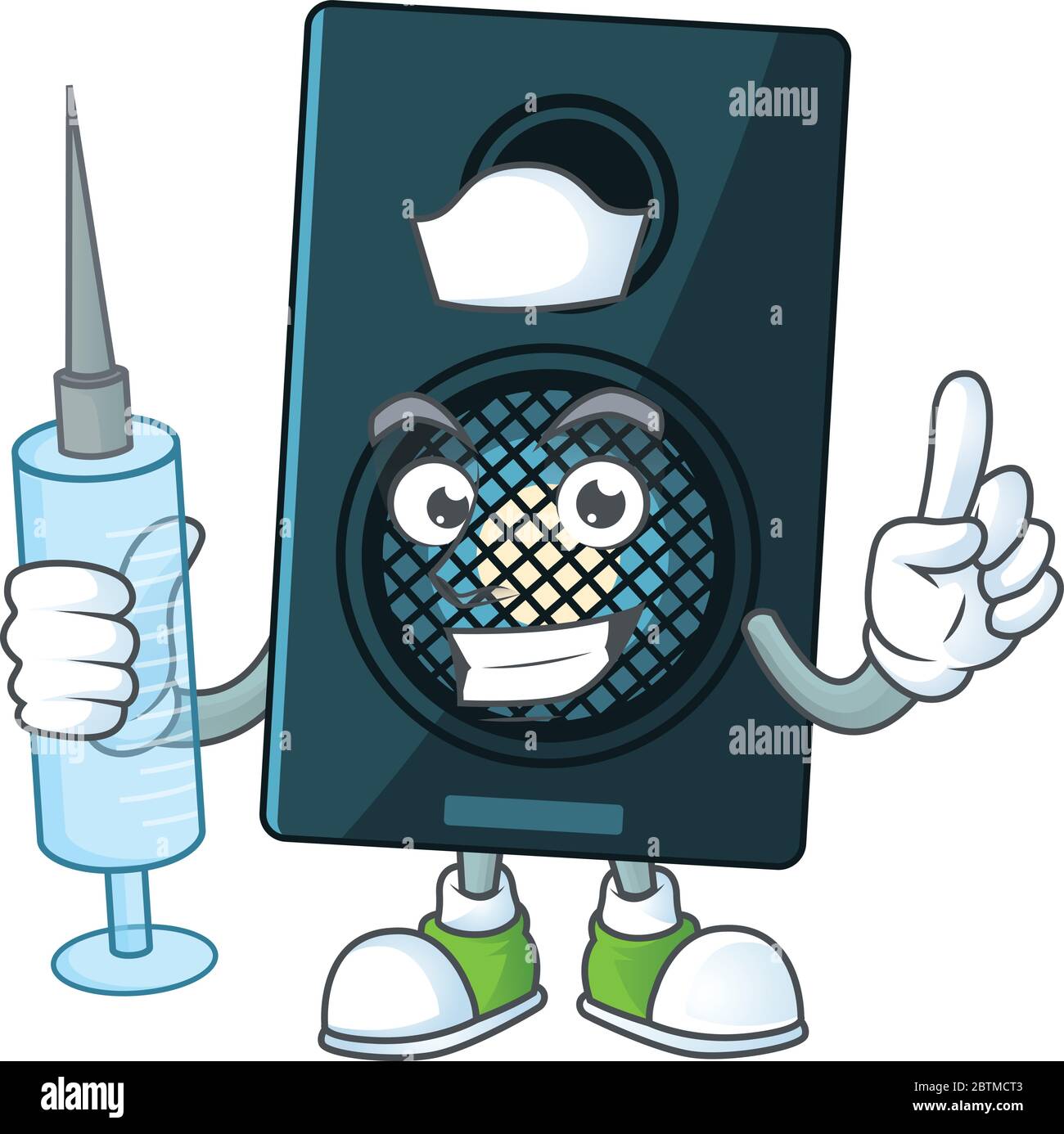 A Humble Nurse Sound System Cartoon Character Holding Syringe Stock Vector Image And Art Alamy