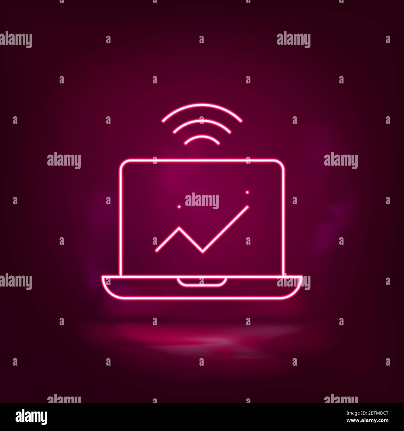 Computer, analytics, smart neon icon - vector Artificial intelligence Stock Vector