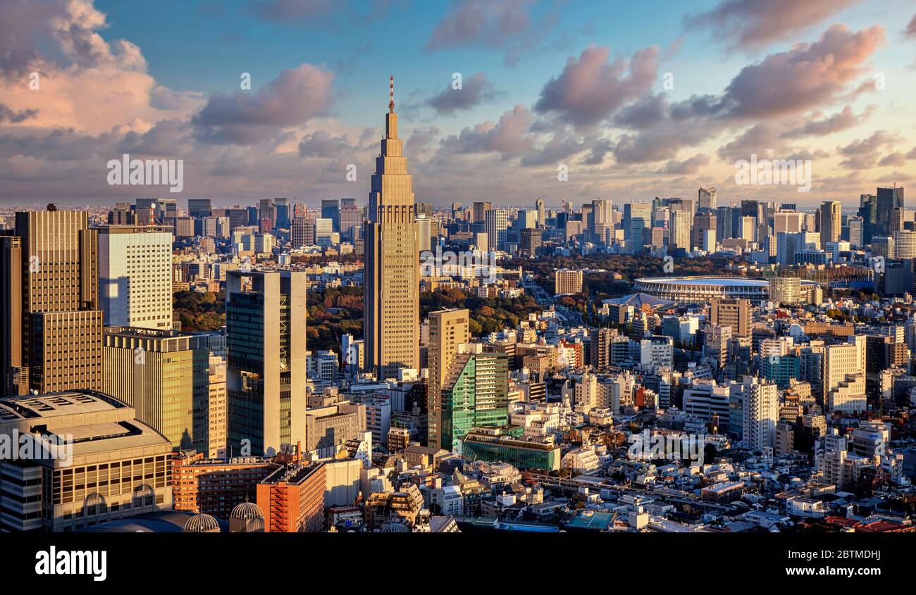 Japan ,Tokyo NTT Docomo tower and central Tokyo Stock Photo