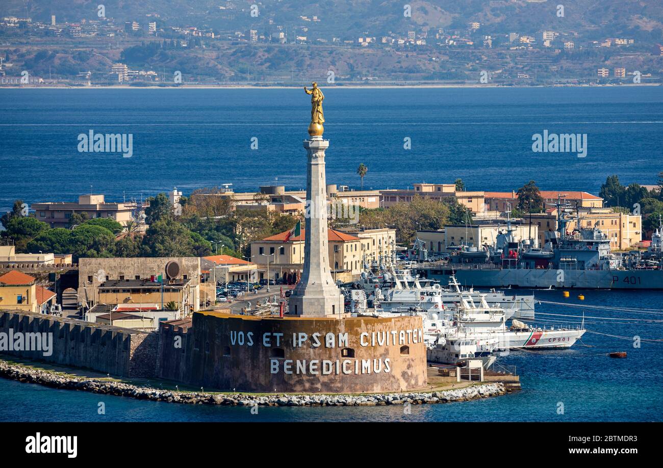 Italy, Sicily Island, Mesina City, Lighthouse, Mesina Strait Stock