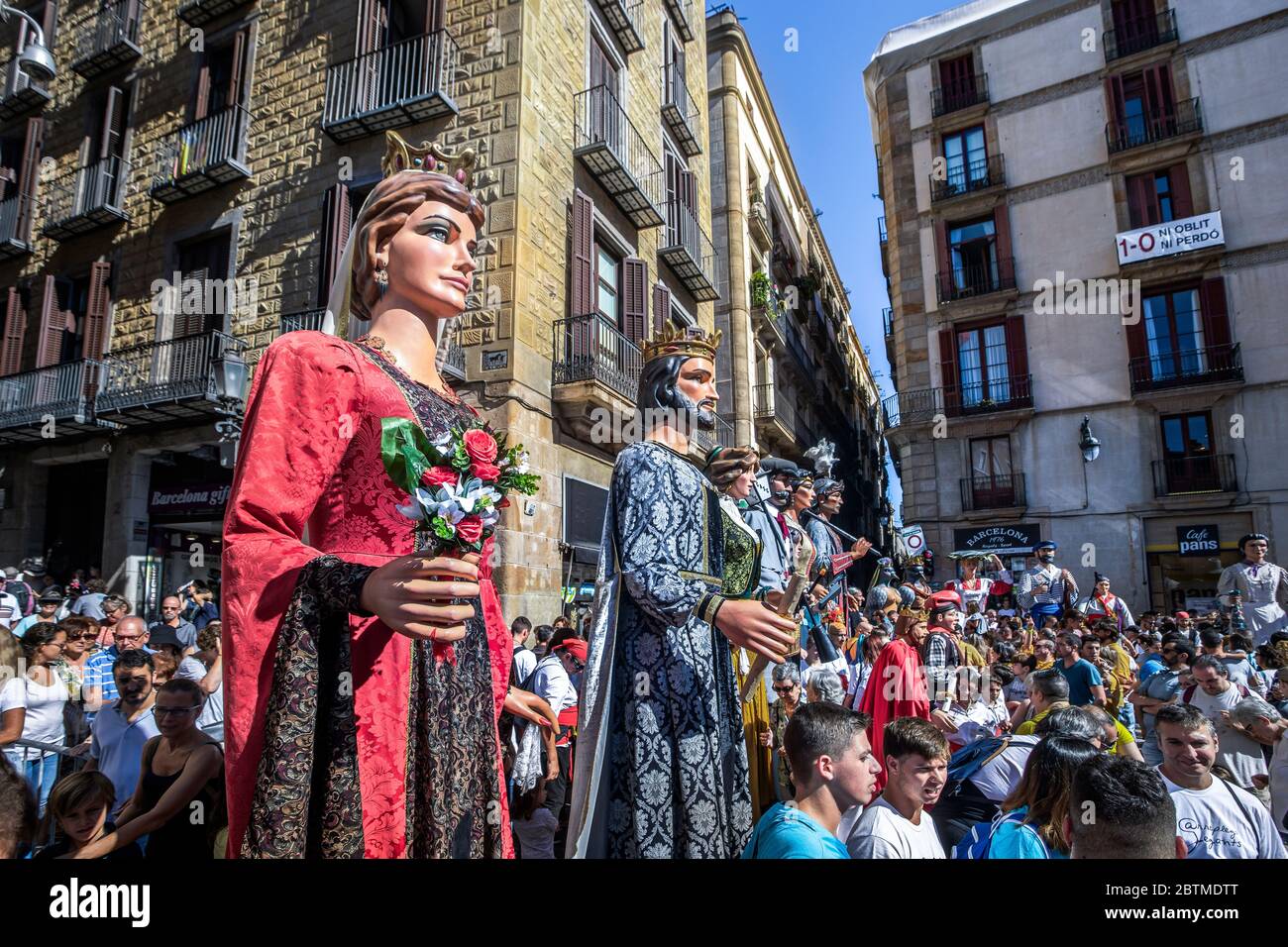 Spain, Catalonia, Barcelona City,, Merce Festivities,Giants display Stock Photo