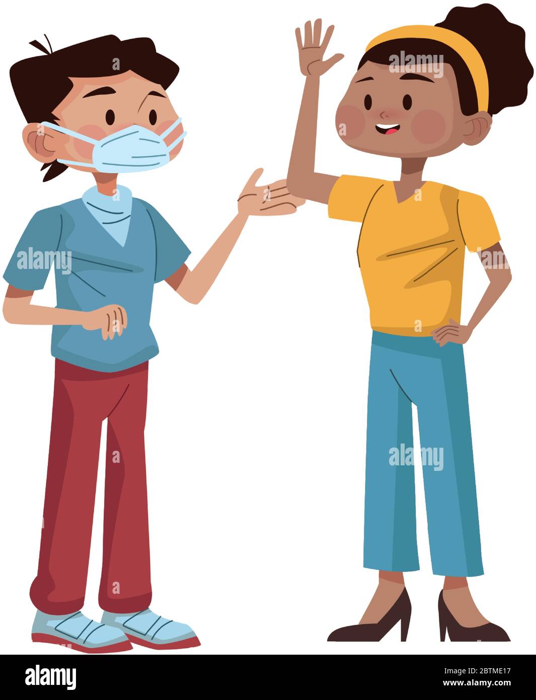 interracial couple using medical masks characters Stock Vector Image ...