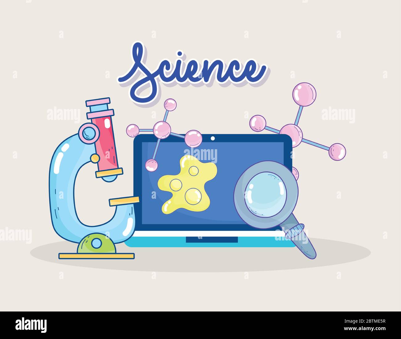 science microscope laptop magnifier molecule research laboratory vector