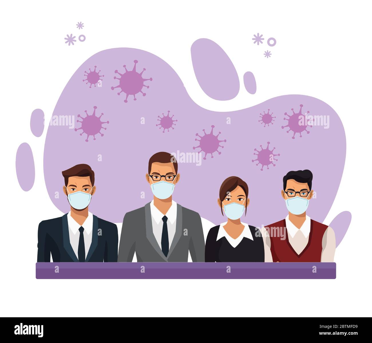 business people working and wearing medical masks Stock Vector Image ...