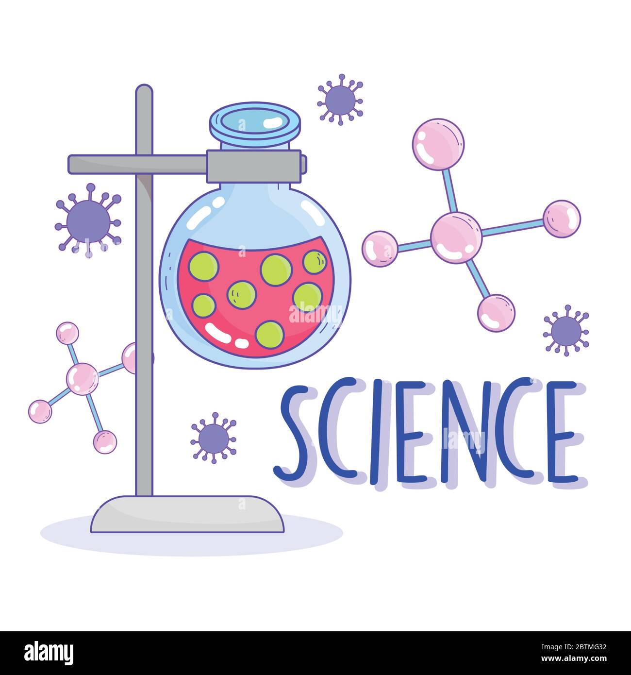 science beaker in rack chemistry molecule research laboratory vector ...