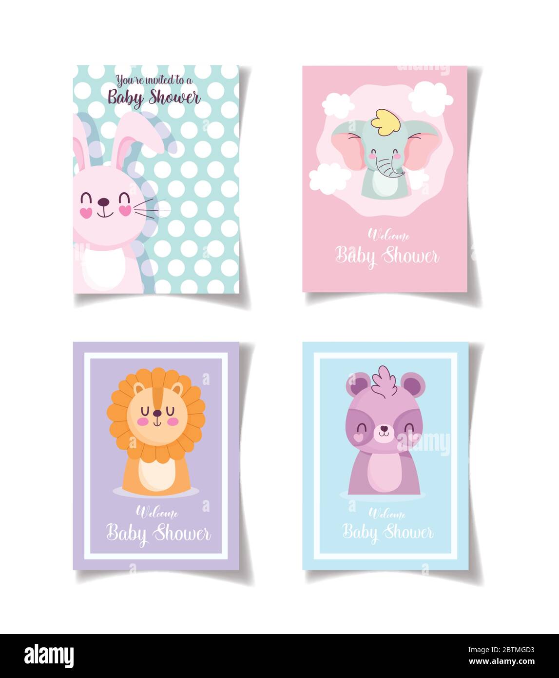 baby shower card cute animals celebration, welcome invitation template ...