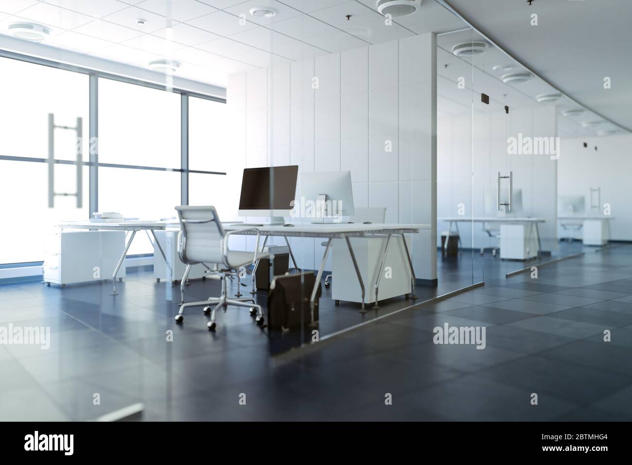 3d modern business office interior Stock Photo - Alamy