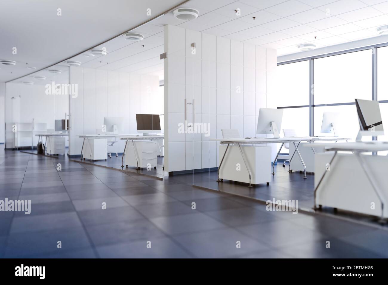 3d modern business office interior Stock Photo - Alamy