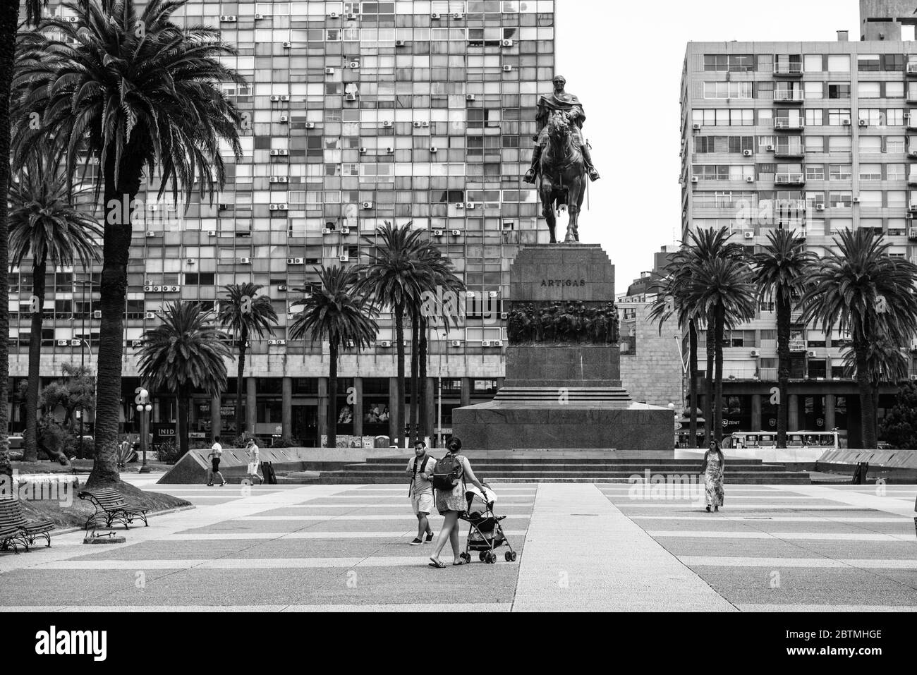 Daily life in the city center of Montevideo, capitol and the main city in Uruguay. The city is really small, people are everywhere and is full of colo Stock Photo