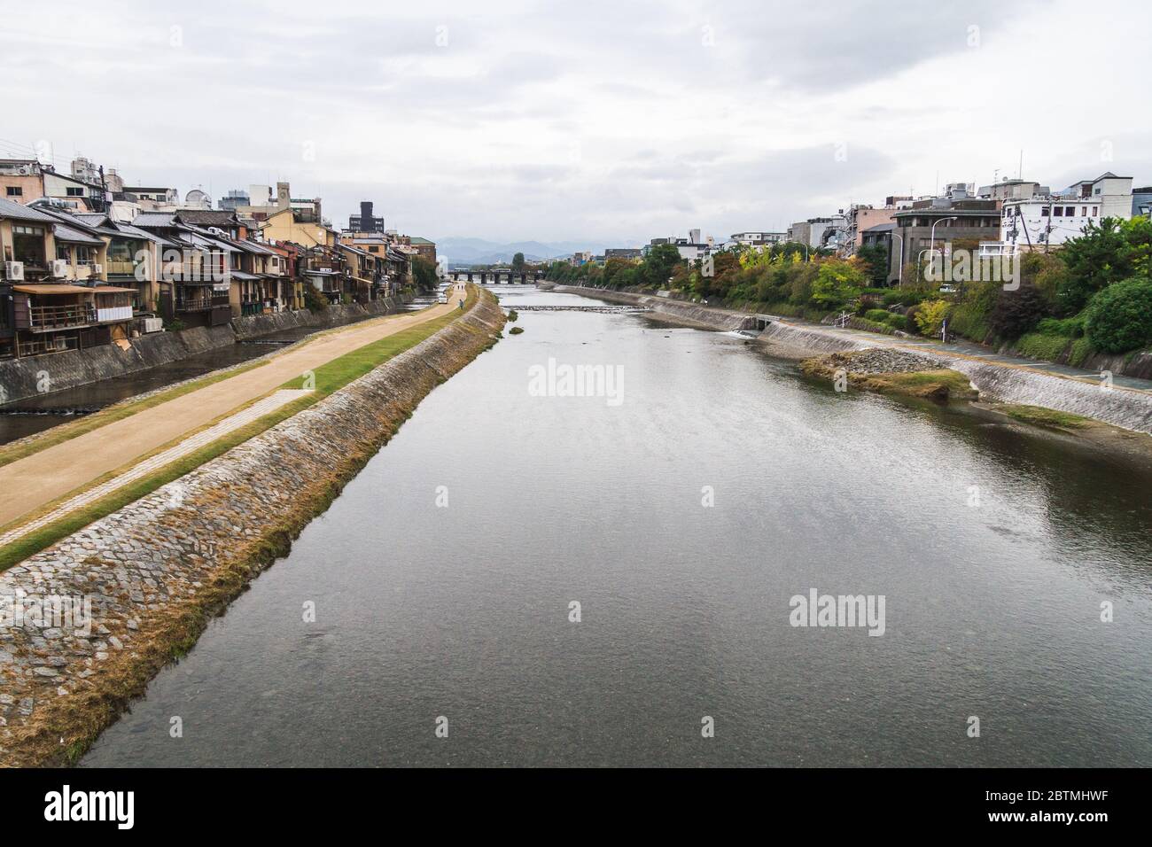 Kamo River in Autumn in Kyoto, Japan Stock Photo