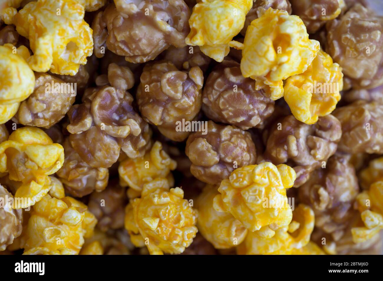 Horizontal closeup shot of a pile of the original Garrett, caramel and