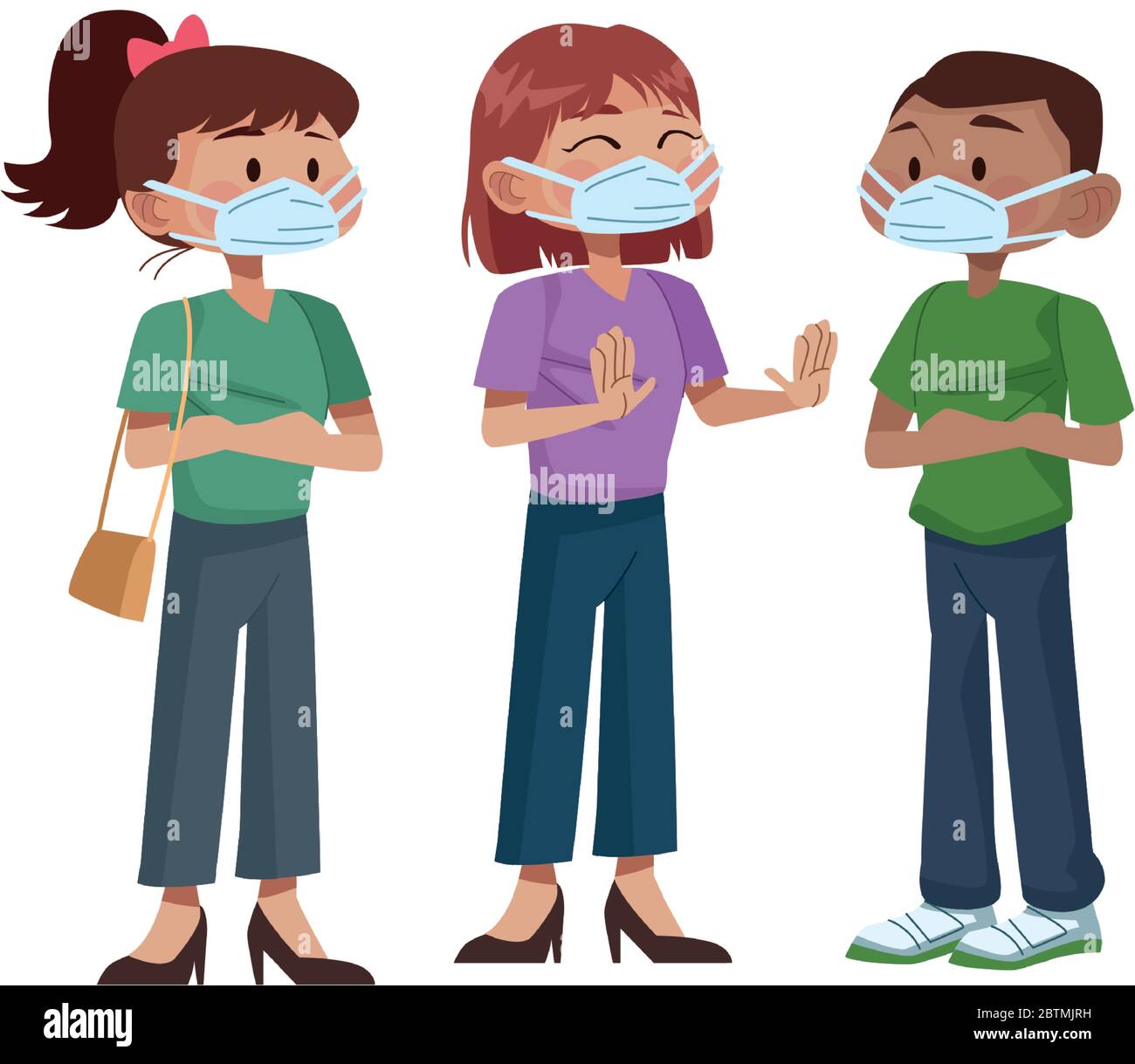 interracial young people using medical masks Stock Vector Image & Art ...