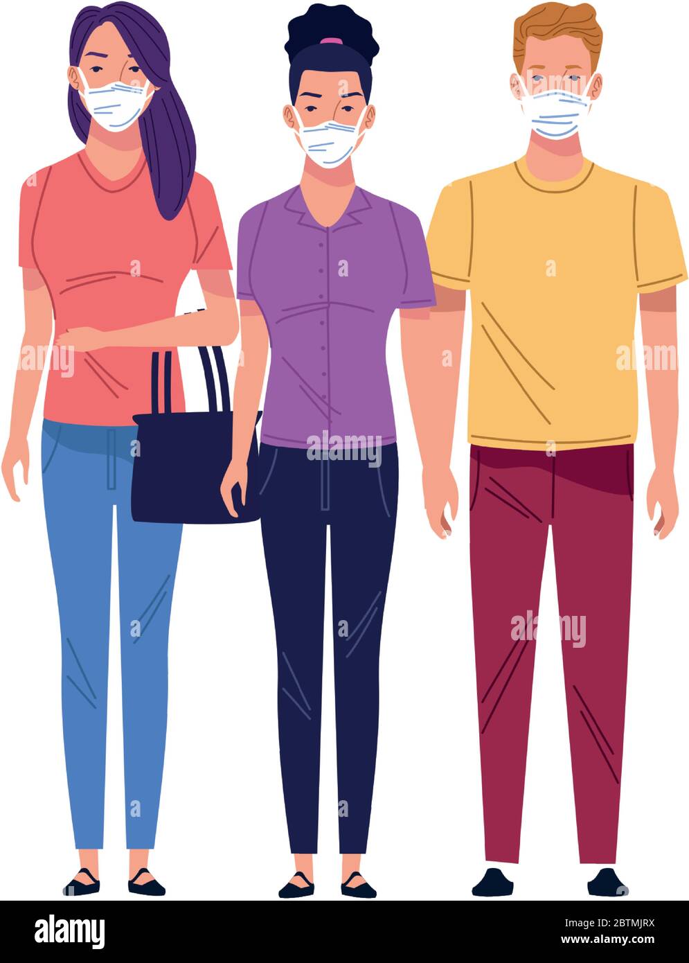 young people using medical masks characters Stock Vector Image & Art