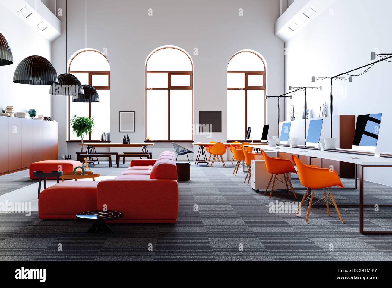 3d modern business office interior Stock Photo - Alamy