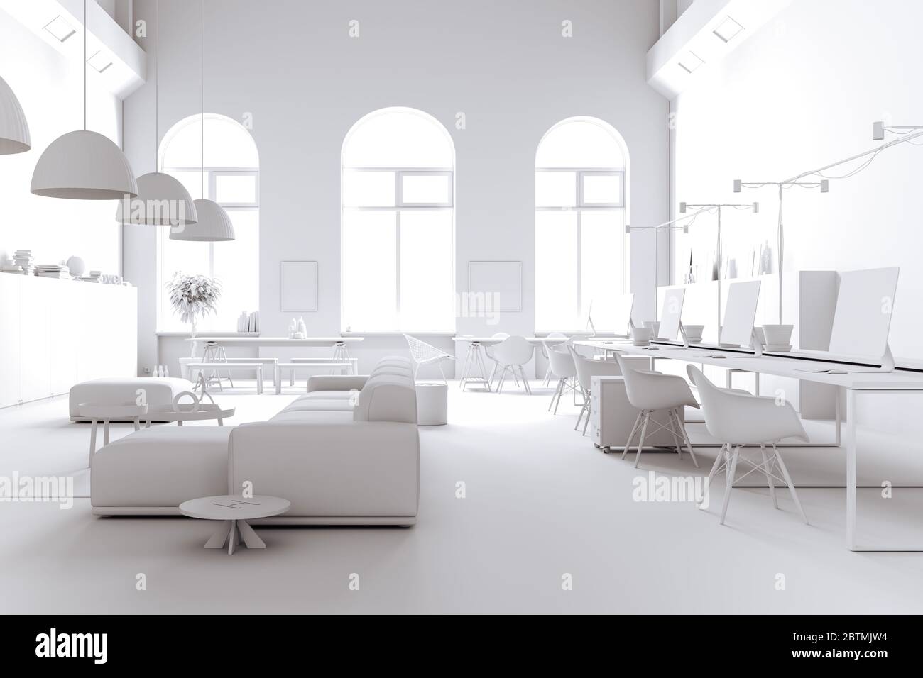 3d modern business office interior Stock Photo - Alamy