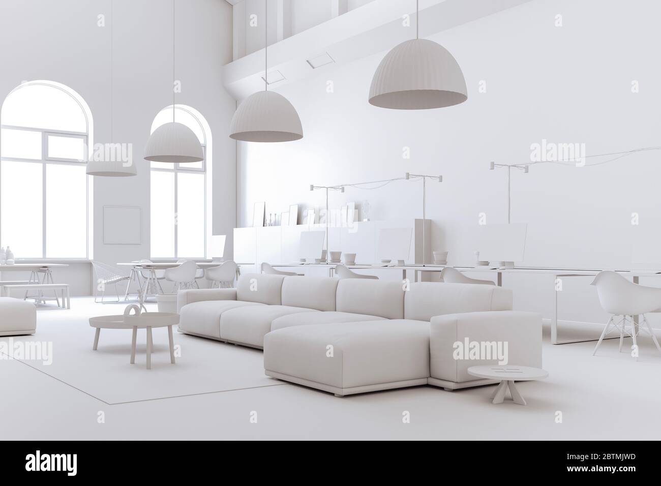 3d modern business office interior Stock Photo - Alamy