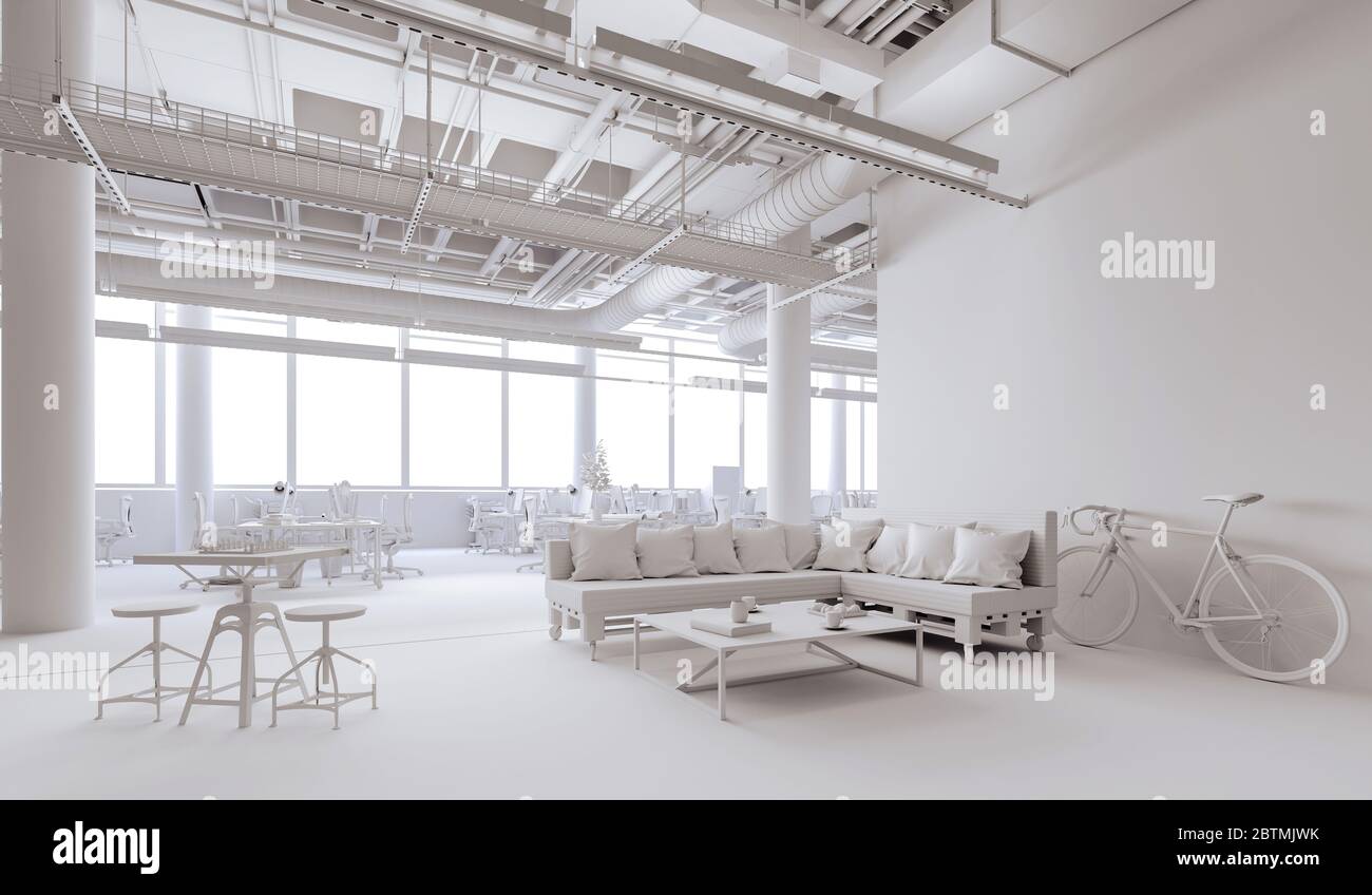 3d modern business office interior Stock Photo - Alamy