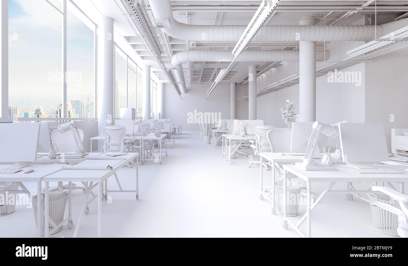 3d modern business office interior Stock Photo - Alamy