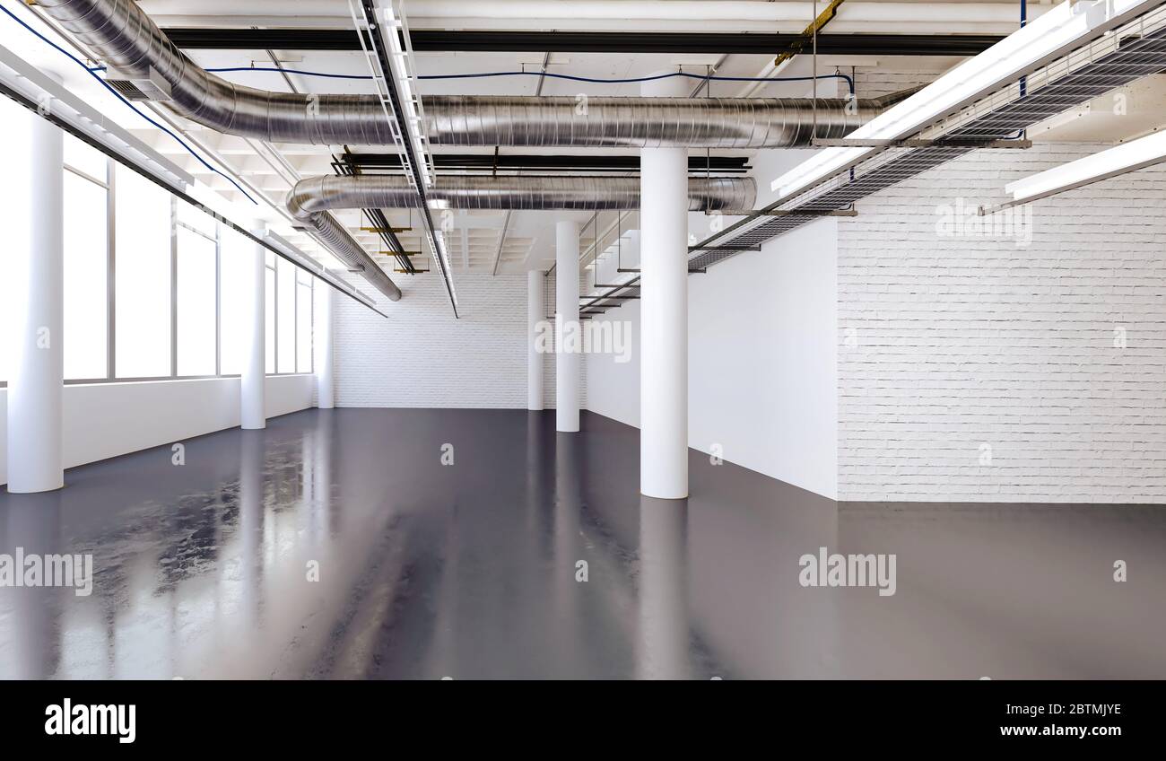 3d modern business office interior Stock Photo - Alamy