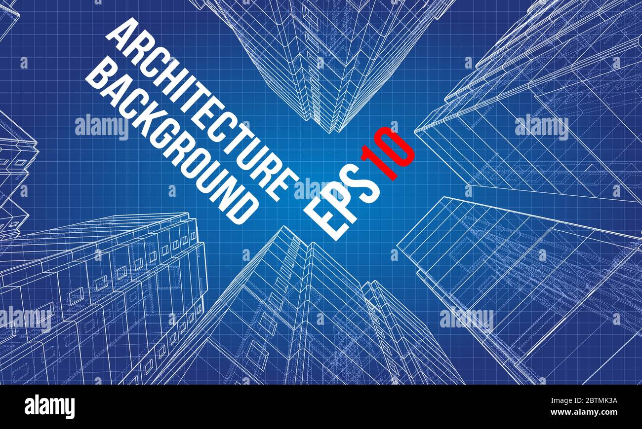 Vector wireframe model of a multistorey building Stock Vector Image