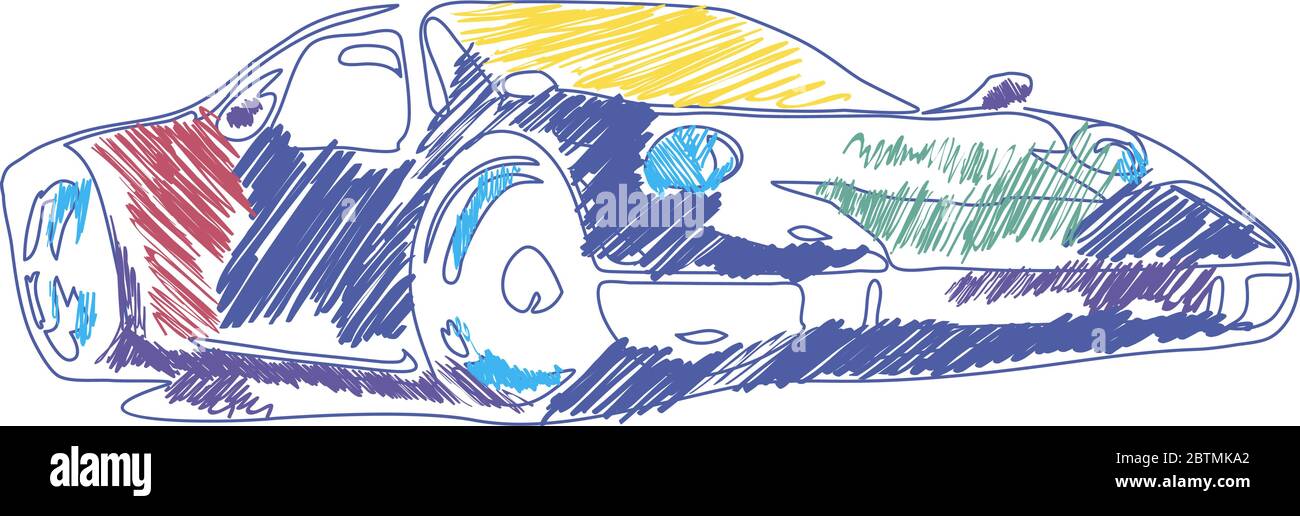 coloring sport car drawing with vector children's drawing