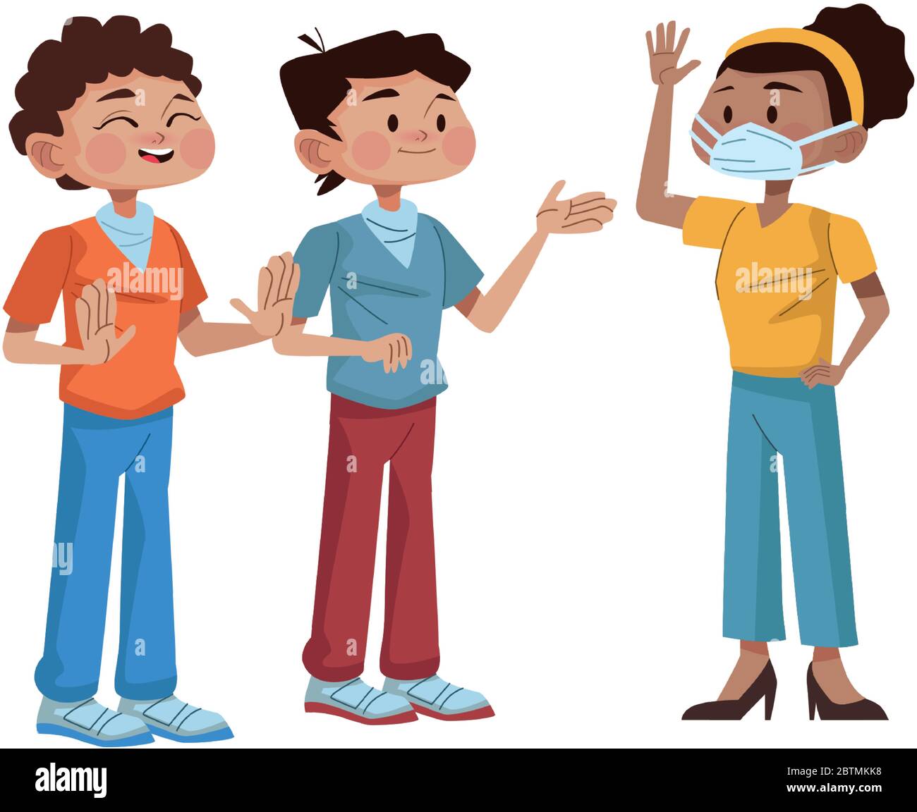interracial young people using medical masks Stock Vector Image & Art ...