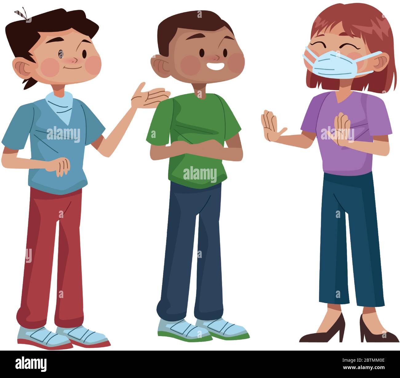 interracial young people using medical masks Stock Vector Image & Art ...