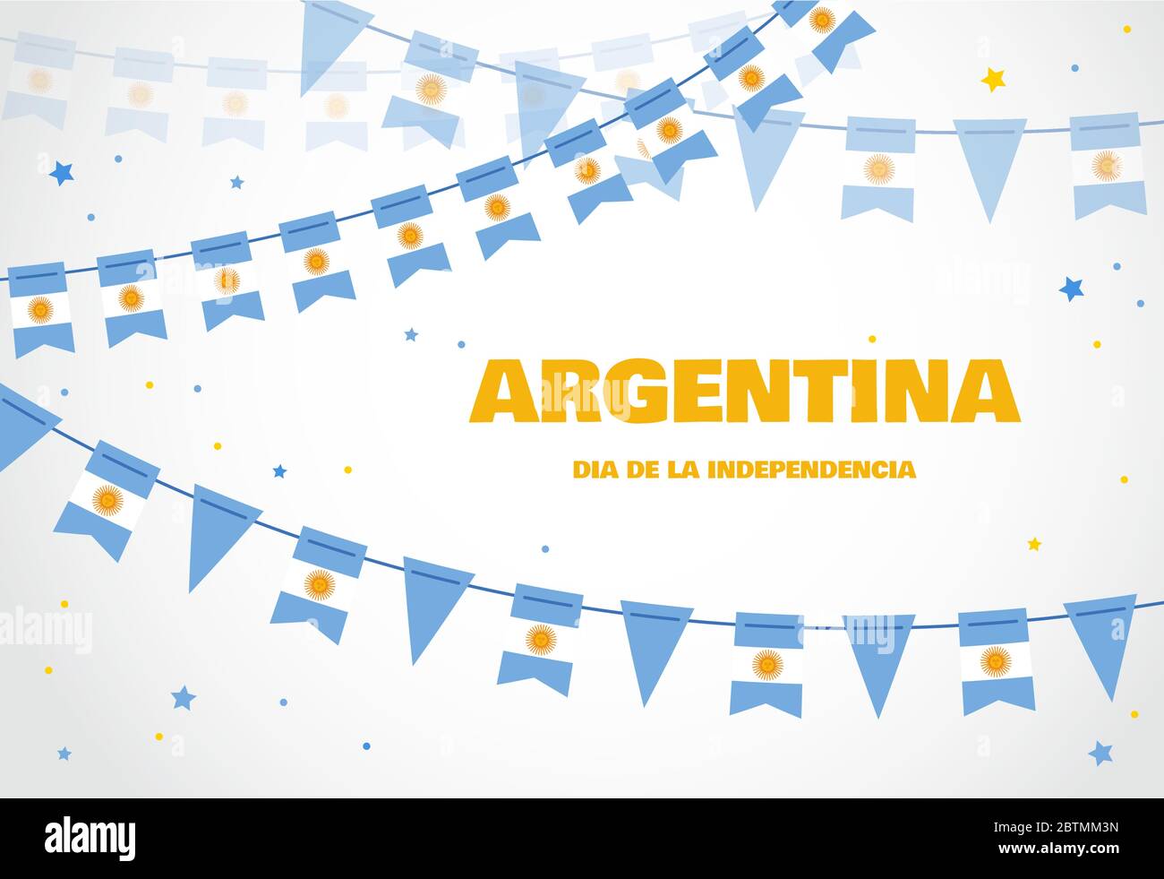 Argentina flags bunting on white background. banner for independence or revolution day