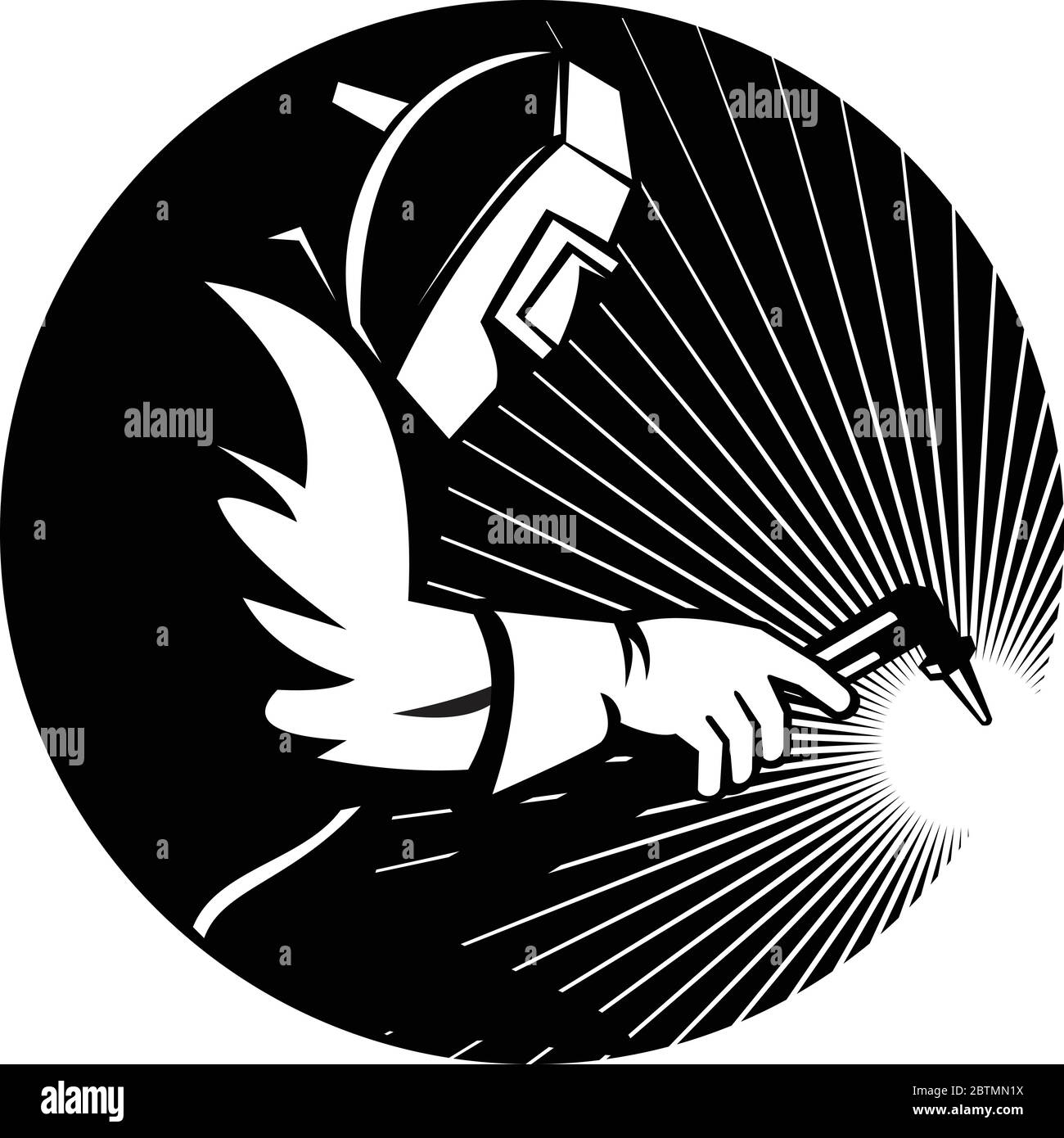 Illustration of welder with OxygenAcetylene Welding welding torch