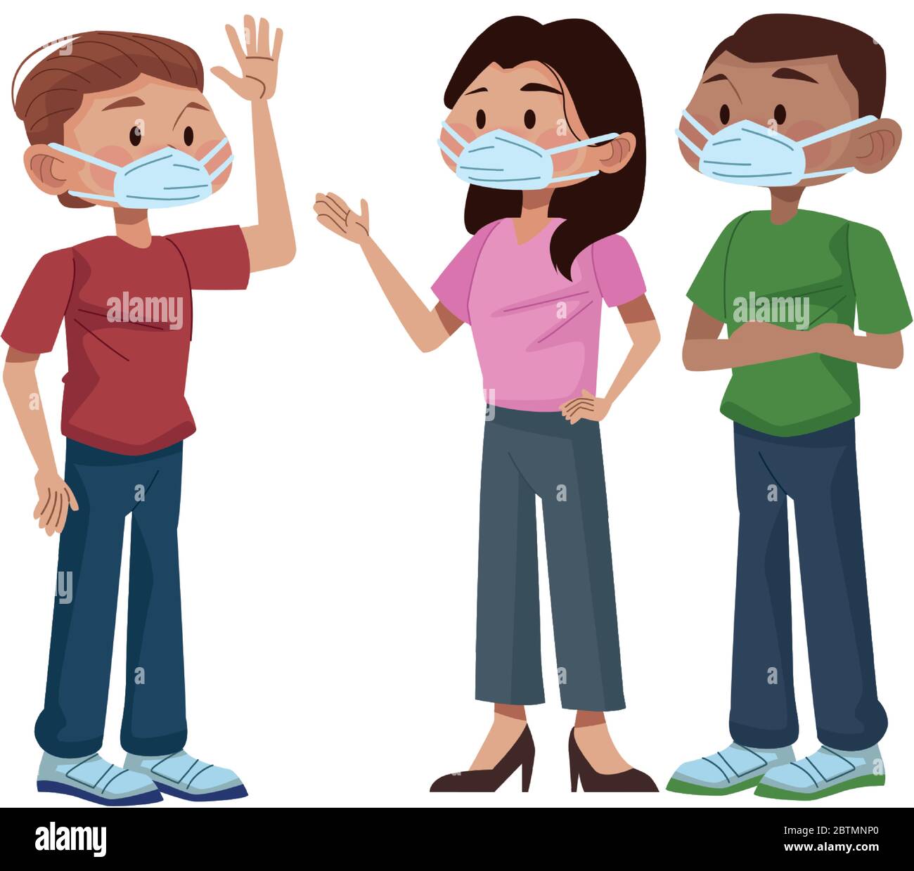 interracial young people using medical masks Stock Vector Image & Art ...