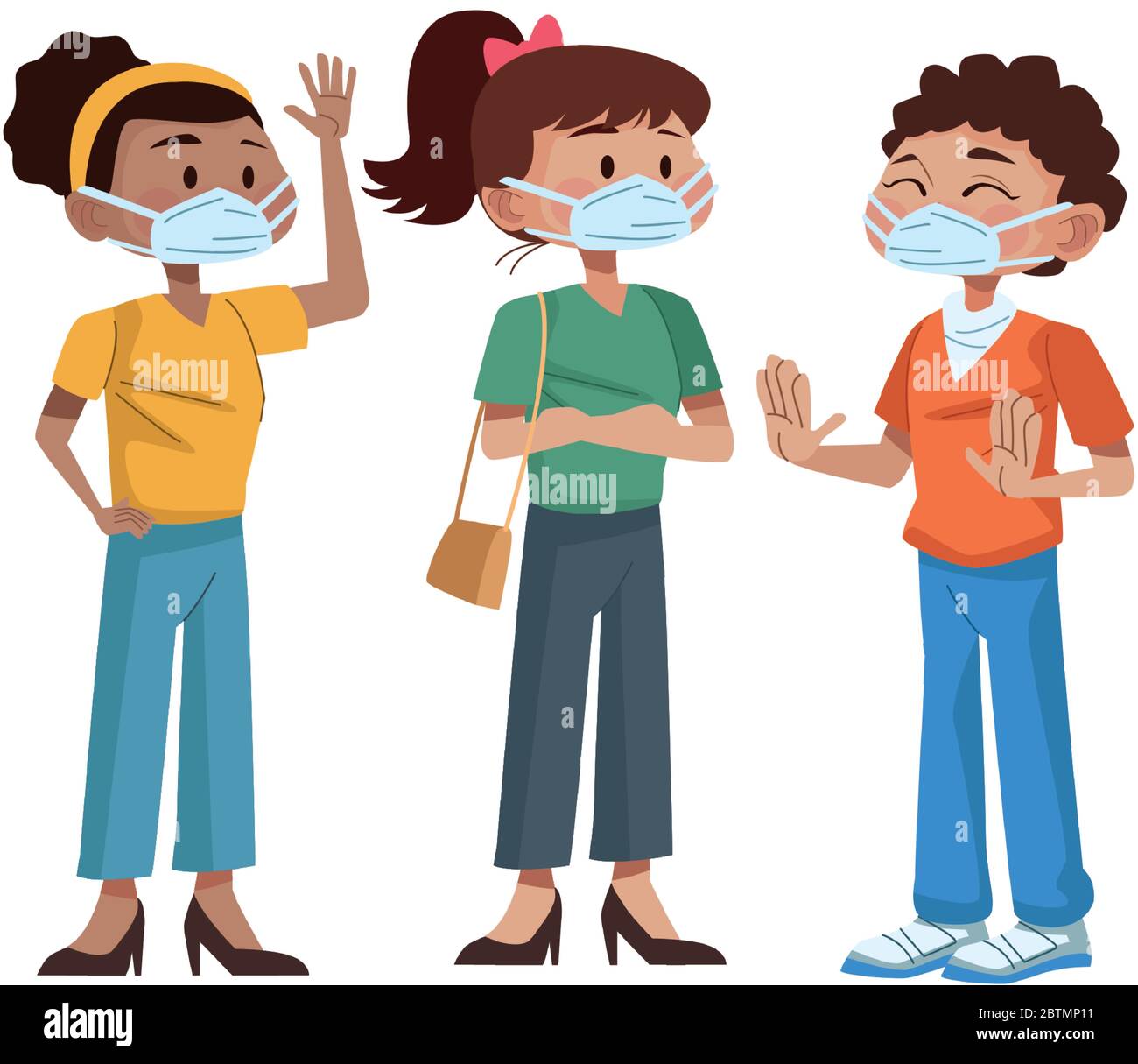interracial young people using medical masks Stock Vector Image & Art ...