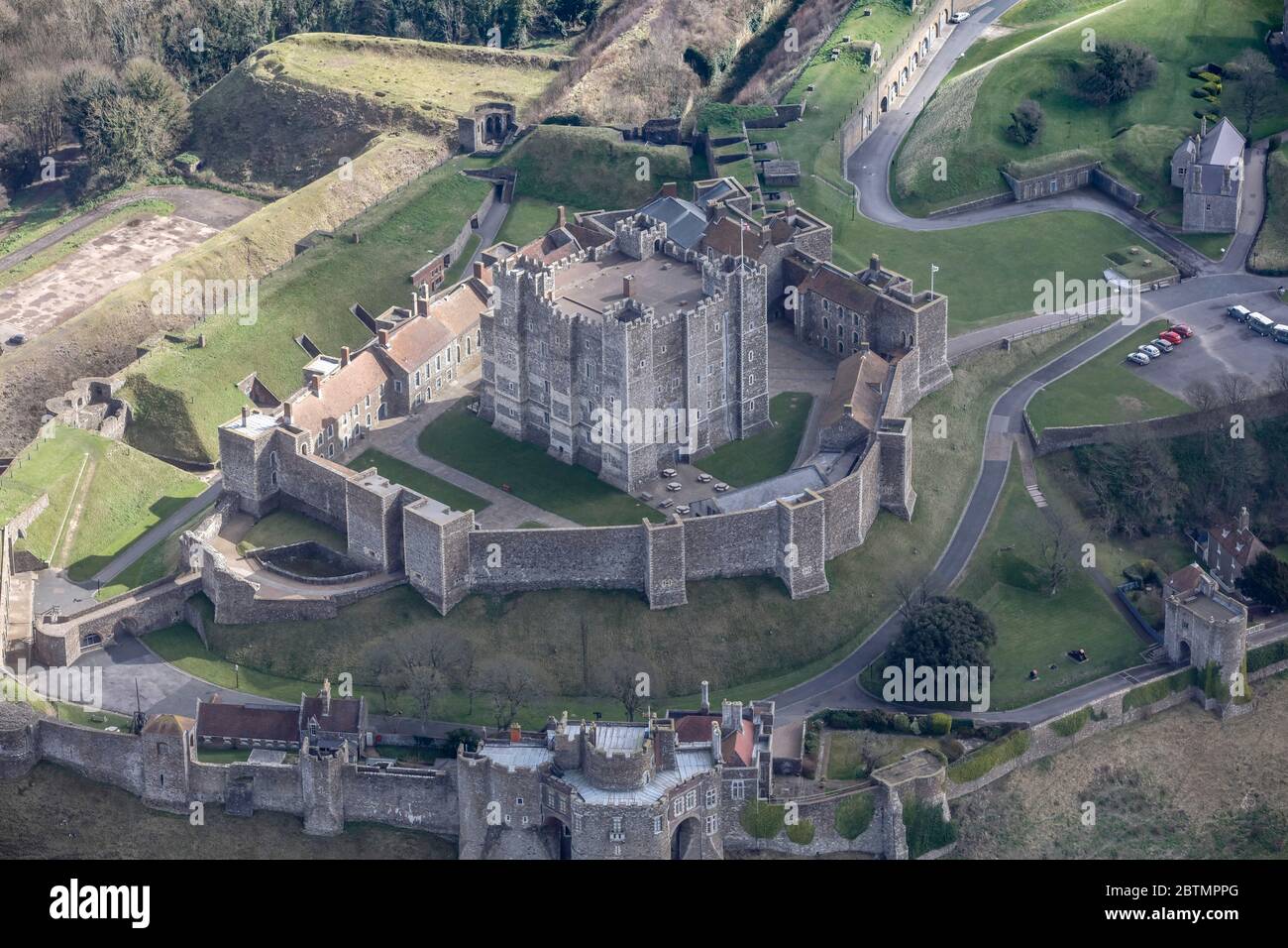 Aerial View of Dover Castle in England Stock Photo