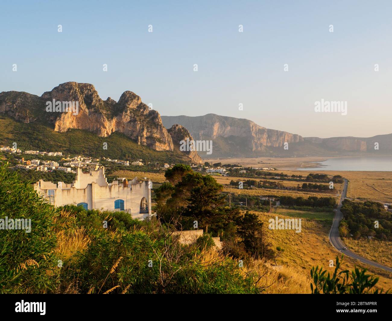 a look onto the coastline with its rocks and the mediterranean sea of sicily Stock Photo