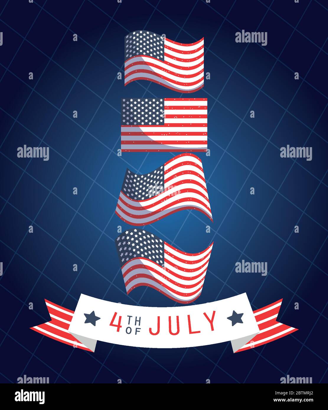 Flags with ribbon design, Happy independence day 4th july and usa theme ...
