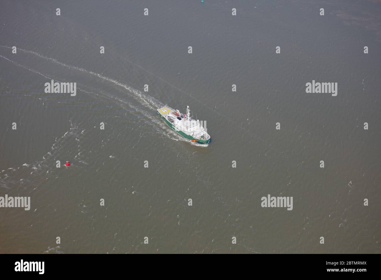 Aerial View of the Esperanza Greenpeace International Fishery Patrol Vessel Stock Photo
