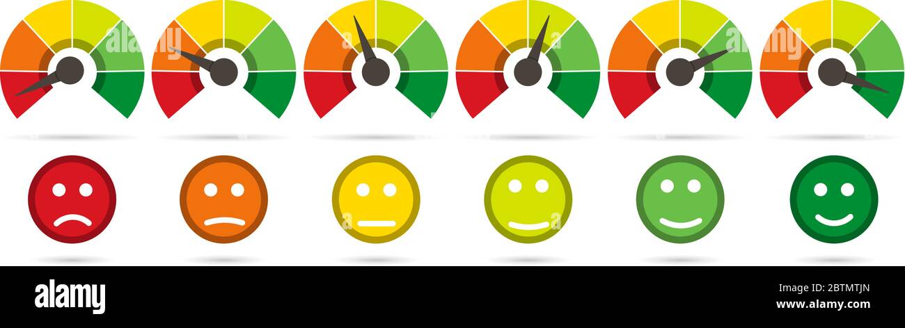 Scale from red to green with arrow and scale of emotions Stock Vector ...