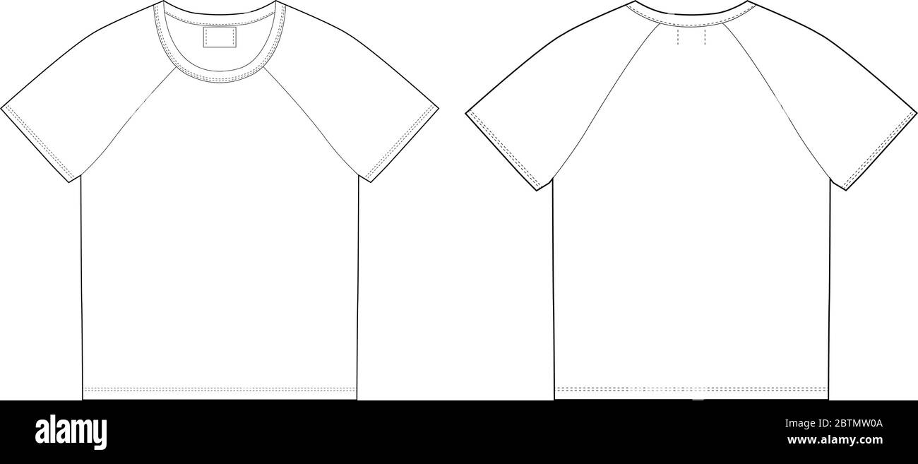 Download T Shirt Design Template Front And Back Vector Technical Sketch Raglan Unisex T Shirt Stock Vector Image Art Alamy
