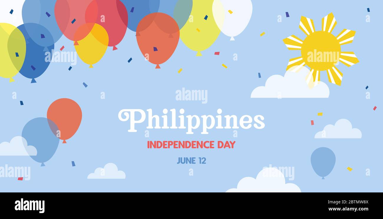 Celebrate Banner Of The Independence Day Of Philippines June 12 Happy Independence Day Banner Celebration Banner With Flying Balloons In Philippino Stock Vector Image Art Alamy
