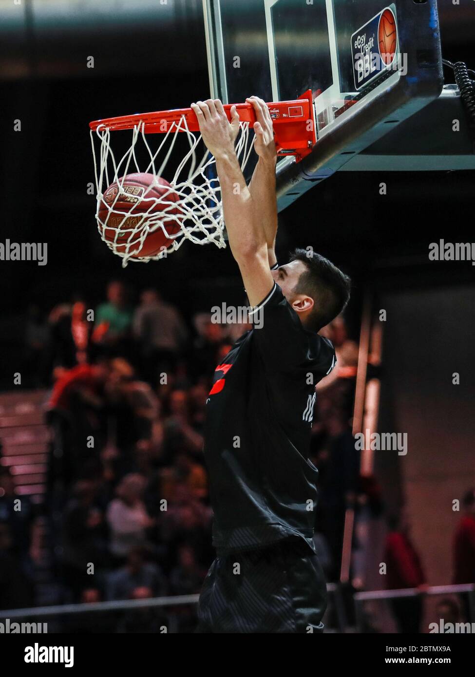 Braunschweig, Germany, December 27, 2019:	Sebastian Herrera in action during the warmup session before the Basketball BBL Bundesliga game Stock Photo