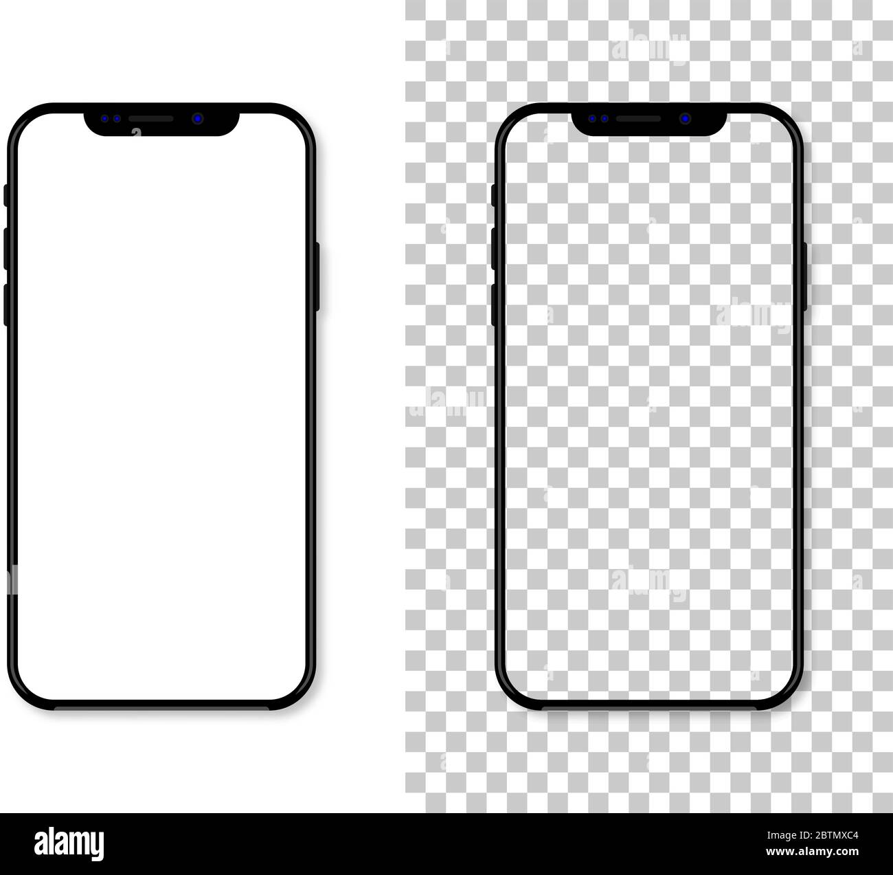 New version of black slim smartphone with blank white screen, Realistic vector illustration Stock Vector