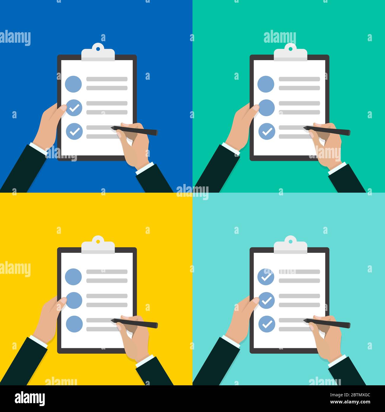 In hands clipboard checklist with pen vector Stock Vector Image & Art ...
