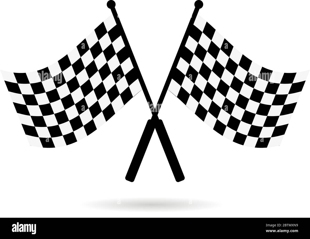 Racing flag finish with shadow on white background, icon Stock Vector ...