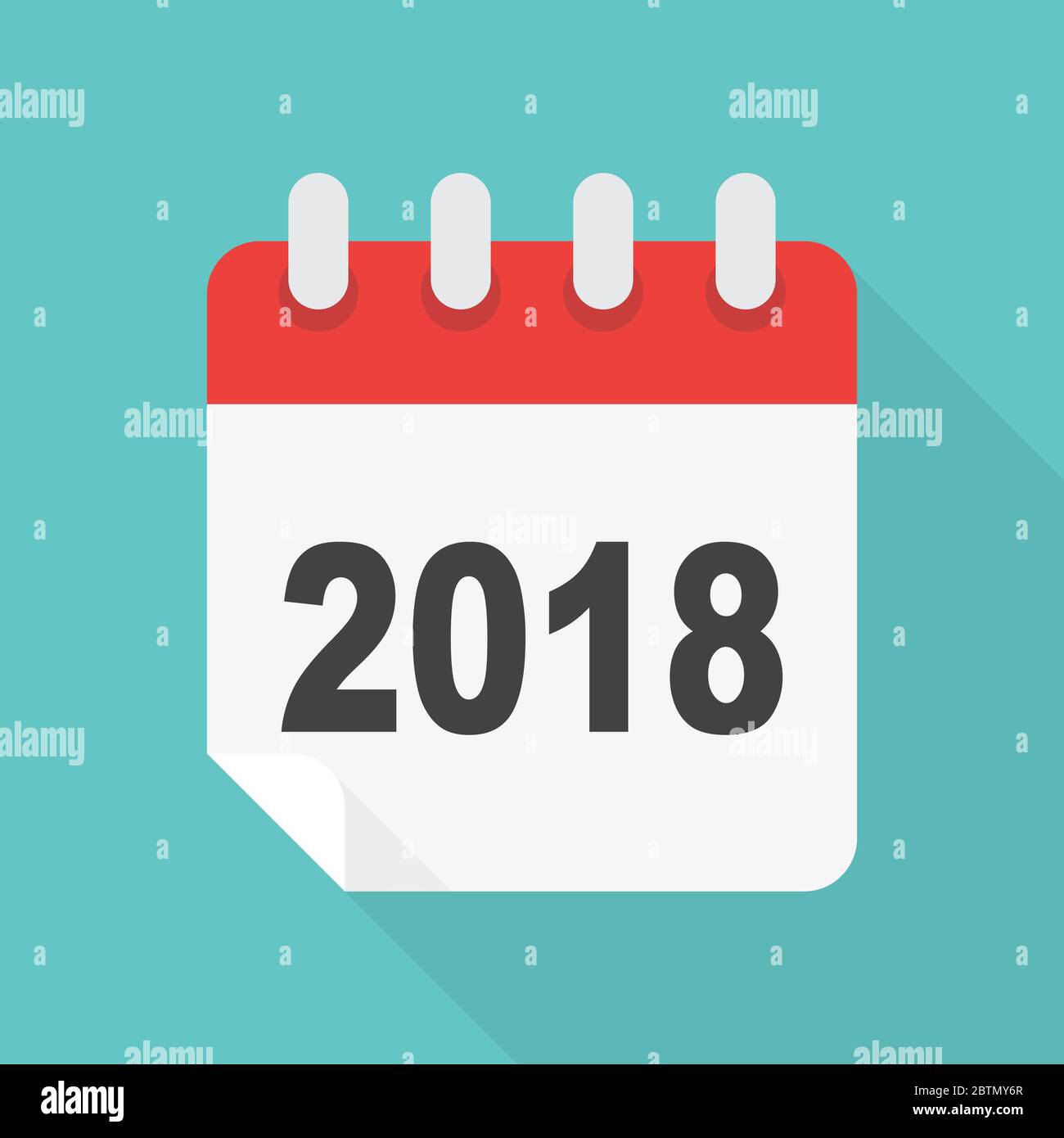 Calendar icon 2018 years in flat style, vector Stock Vector
