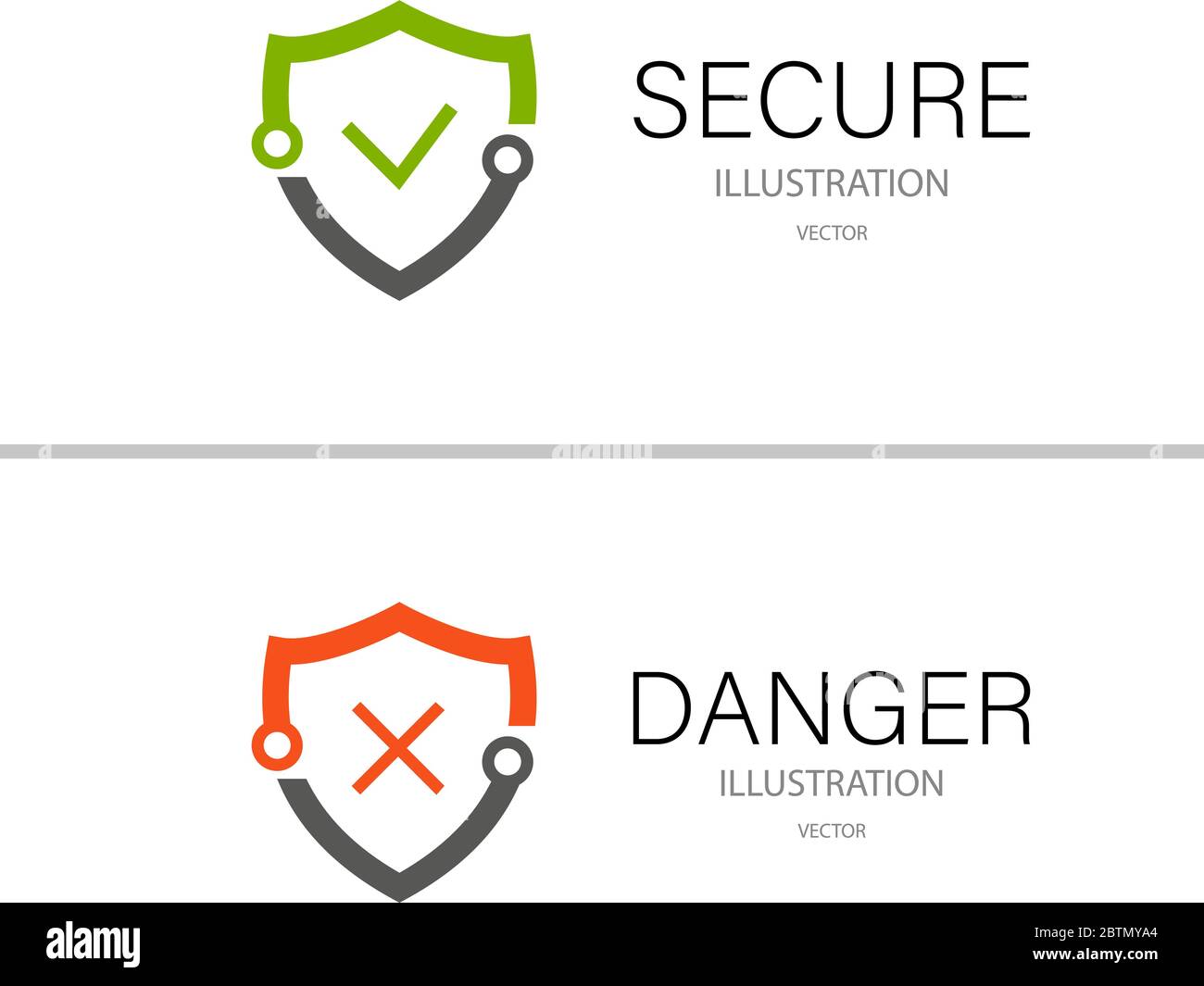 Secure lock and danger isolated on white background Stock Vector